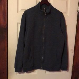 Calvin Klein Blue Mock Neck Zip Up Sweatshirt Mens Large L